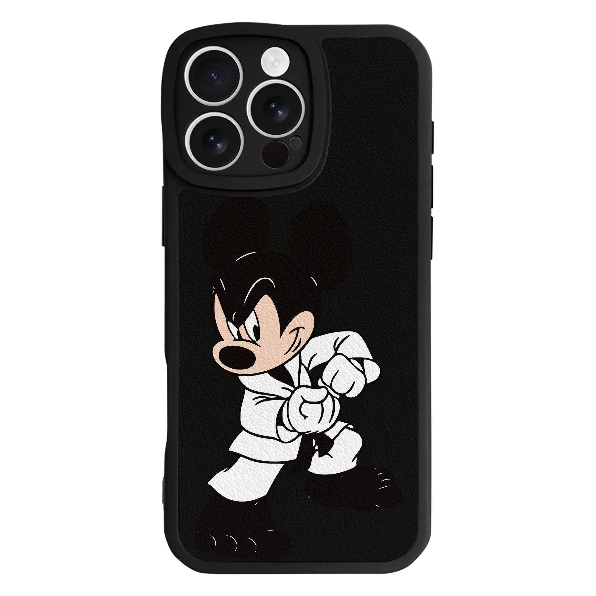 （画像用） ミッキーマウス Mickey Mouse 【iPhone 16シリーズ対応】シリコンスマホケース（レザー調） 材質：シリコン